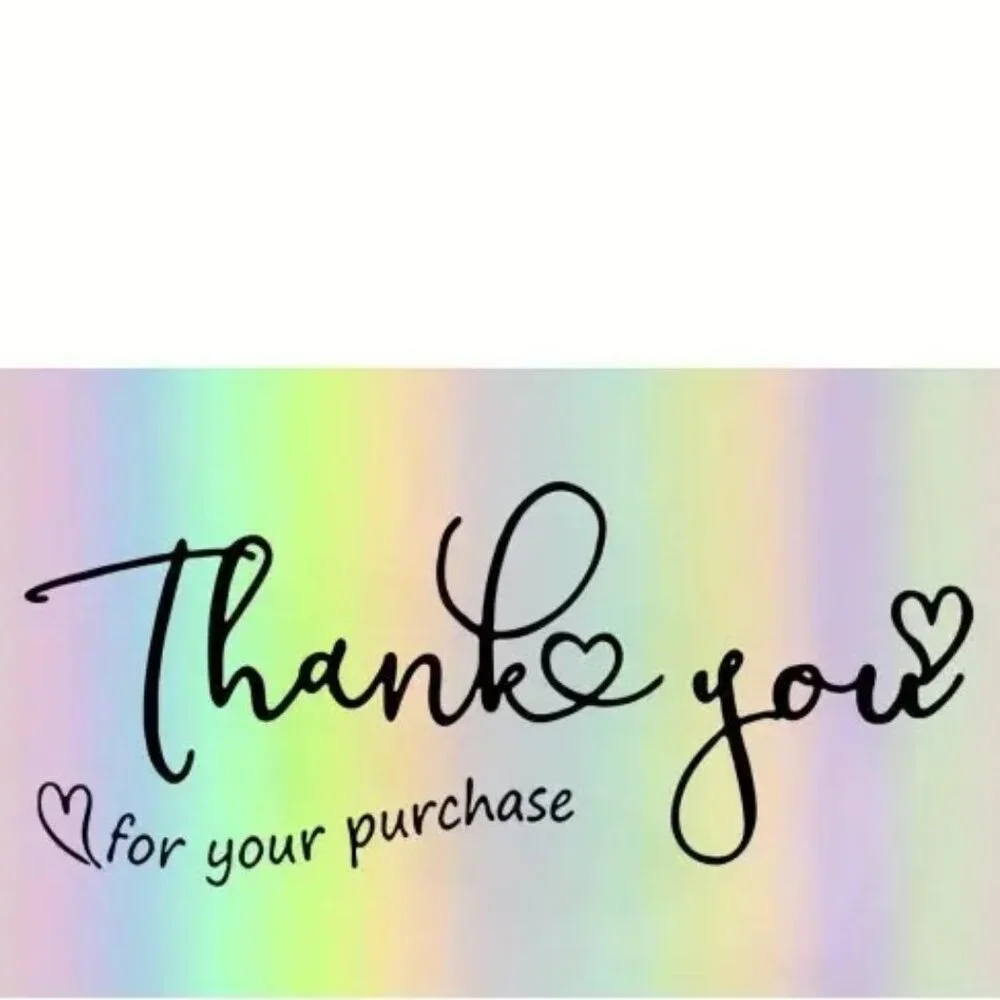 Thank You Cards Small Business 100 Iridescent Foil Rainbow Sales Stylish Seller